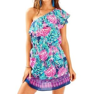 Lilly Pulitzer Rhett Romper Multi Flamenco Beach